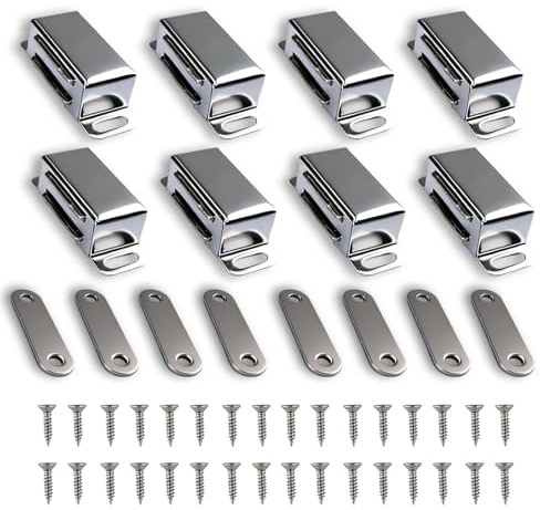 8 piezas de imanes para armario de acero inoxidable, cierres magnéticos para puerta de armario, cajón, puerta de armario, cierre magnético para cocina, baño, armario, muebles con fuerte fuerza