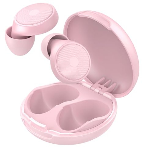 Neu Ohrstöpsel zum Schlafen, 45dB Wiederverwendbare Gehörschutz Geräuschreduzierende Earplugs mit 8 Ohrenkappe und Tragetasche, Schlafen, Reisen, Konzentration, Konzerte (Rosa)