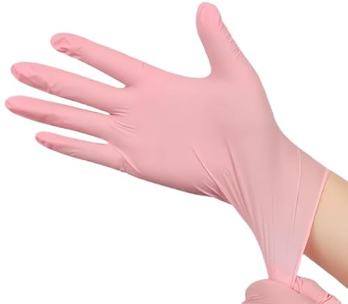 PBHOVIITG 100 guantes desechables de nitrilo rosa alta elasticidad, ideales for lavar platos, limpiar, bañar a mascotas y cuidar las manos(S)