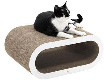 Petrebels Kratzpappe Daisy 59, Katzen Kratzbrett aus sehr stabilem Karton, Kratzkarton 58,5 x 42 x 25,5 cm, Farbe Weiß