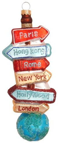 Krebs Glas Lauscha - Weihnachtsdekoration/Christbaumschmuck aus Glas - Baumschmuck Wegweiser - Farbe: Mehrfarbig - Größe: ca. 16 cm