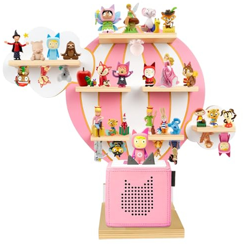 Tonie Regal Heißluftballon & Wolken, Wandregal Standregal für Toniebox & Figuren, Toniebox-Regal für Mädchen Jungen, Perfekte Aufbewahrung im Kinderzimmer, Zubehör für Toniebox 1 & 2 Starterset, Rosa