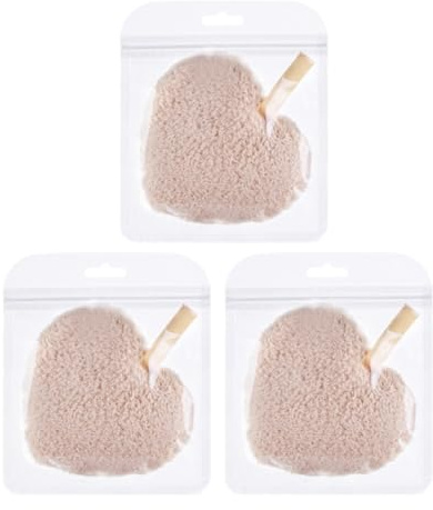 DECHOUS 3 pezzi Pad Struccanti Cuore Morbidi e Lavabili Dischetti Pulizia Viso Riusabili per Rimozione Trucco Delicata Accessori Cosmetici Caffè