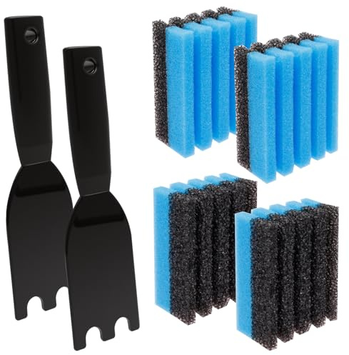 Cleaning Sponge and Grill Scraper for Indoor Outdoor Grills with Grooves Efficient Cleaning Sponge & Scraper for Waffle Makers(6Pcs)