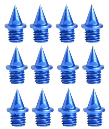 Ronyme 12 Piezas Clavos para Zapatillas de Atletismo Repuesto de Púas Piramidales 1/4 Pulgadas Metal Aleación de Carbono Aluminio Compatible con Carreras Cam, Azul