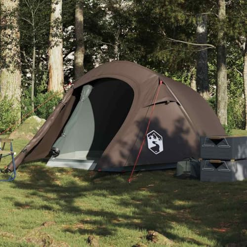Kaloriko Tunnelzelt 2 Personen Braun wasserdicht mit abnehmbarem Überzelt, ultraleichtem Gestänge, atmungsaktivem Moskitonetz, praktischem Vorraum, ideal für Trekking, Camping, Wandern und Outdoor
