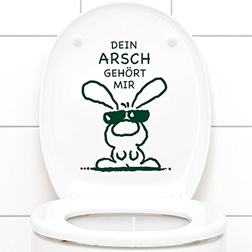 Grandora Wandtattoo WC Aufkleber Dein Arsch gehört Mir I dunkelgrün (BxH) 19 x 27 cm I Hase Sonnenbrille Bad Toilette Wandsticker Wandaufkleber Sticker W772