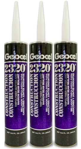 Geocel 2320 Construction Tripolymer Gutter and Narrow Seam Sealant, 10.3 fl oz, Clear, 3 Pack