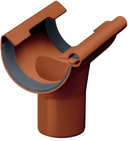 INEFA Bocchettone di scarico semicircolare 125mm/75mm Marrone PVC | Manicotto ad aggancio in plastica accessorio grondaia, montaggio a incastro facile, Made in Germany