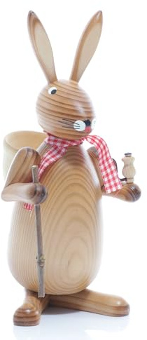Rudolphs Schatzkiste Osterfigur Osterhase Wanderer BxHxT ca 9 x 20 x 10cm NEU Osterdeko Osterhasenfigur Ostern Korb Osterei Frühling Erzgebirge Seiffen Hase
