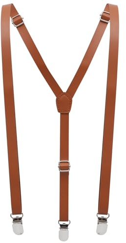 LUOEM Bretelle Uomo Donna in Pelle Pu Regolabili Con Clip Antiscivolo Design a Y Vintage Eleganti Accessori Pantaloni Adatti Altezza 5-5.8 Piedi