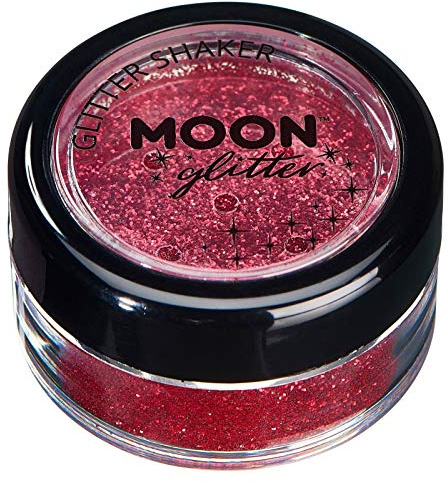 Classic Fine Glitter Shakers by Moon Glitter - Red - Cosmetic Festival Makeup Glitter for Face, Body, Nails, Hair, Lips - 5g