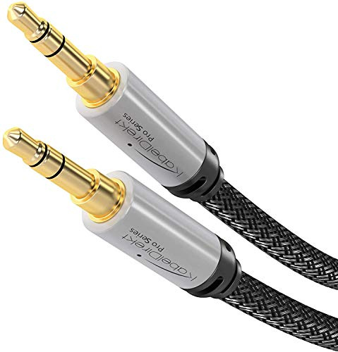 Aux Cord – 3.5mm Audio Cable – 8ft – Designed in Germany with Break-Proof Metal Plug (Headphone & aux Cable for iPhone/car/Laptop, Auxiliary Cord, 3.5mm Male to Male, Nylon) – by CableDirect