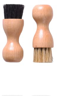 Valentino Garemi Shoe Cream Applicator Brush Set – 2 Horsehair Daubers for Polish & Wax – German Made Leather Care Brushes