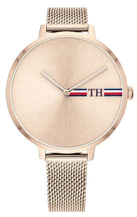 Tommy Hilfiger Damen Analog Quarz Uhr mit Nelke Gold Sunray Zifferblatt