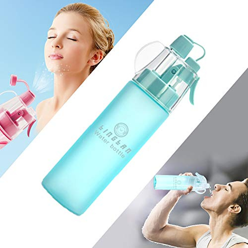 LINGLAN Spray Water Bottle Sports Water Bottle Drinks Bottle 580ml For Cycling Climbing Hiking & Mountaineering (Frosted blue)
