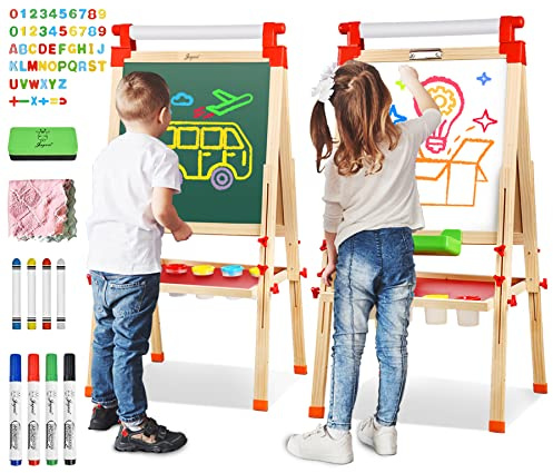 JOYOOSS Tafel Kinder-Kindertafel Magnettafel Kinder Kreidetafel kinder Tafel, Kindertafel mit Kreide und Magnet Tafel, 3 in 1 Spieltafel Maltafel Kinder Standtafel Kinder Tafel Kinder ab 3-12 Jahre