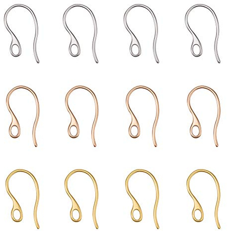 PH PandaHall 45pz Ganci per Orecchini in Acciaio Inox 3 Colori Ganci per Orecchini Fai Da Te, Filo per Orecchio con Passante per Orecchino Fai Da Te Creazione di Gioielli
