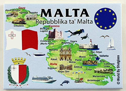 Malta Serie EU Souvenir Magnete da frigorifero 6,3 x 8,9 cm