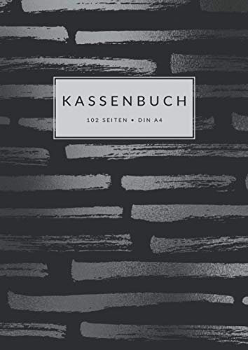 Kassenbuch • Din A4 • 102 Seiten: Doppelseitige Kassenabrechnung mit MwSt.-Spalte für Kleingewerbe, Kleinunternehmer, Selbstständige, ... zum Eintragen • Schwarz Silbernes Design