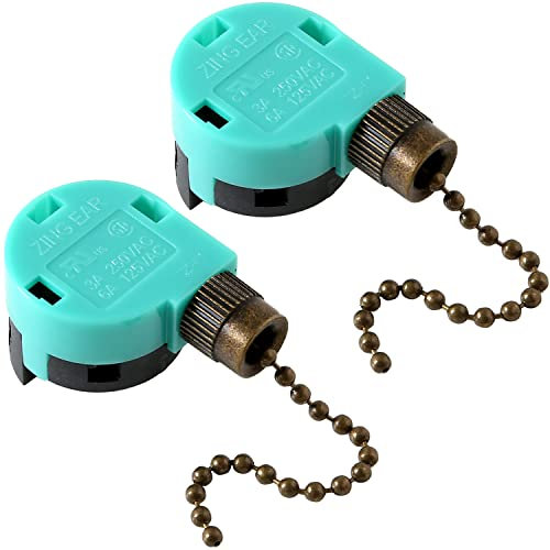 Zing Ear ZE-268S6 Ceiling Fan Switch, 3 Speed and 4 Wire Speed Control Pull Chain Cord Replacement Parts Compatible with Ceiling Fans Hunter Wall Lamps (Bronze)