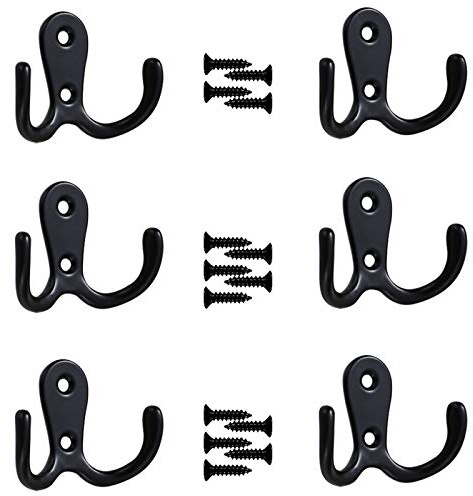 6 Stück Doppeltürhaken, Kleiderhaken zum Anschrauben, Chrom, Doppel-Kleiderhaken, Vintage, Wandmontage, Doppel-Kleiderhaken, mit 12 Schrauben, für Wand, Küche, Schlafzimmer, Badezimmer, Hängetuch