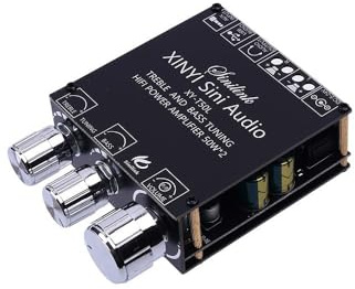 Endverstärkerplatine, DC 5V-26V Bluetooth Amplifier Board 2.0 Kanal 50W*2 BLE5.0 Treble Bass AUX/U-Disk Audio APP Controller