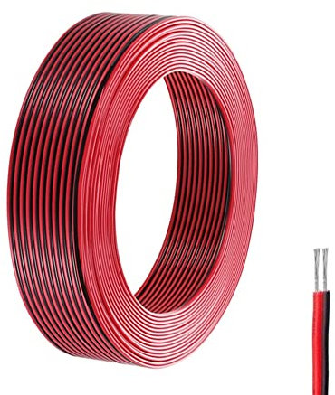 20 Meter Electrical Wire 22AWG Extension Electric Cable 2 Core Flexible Extension Cable Low Voltage 22 Gauge PVC Stranded Tinned Copper Wire for Single Color LED Strip Light