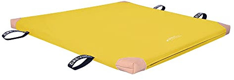 Grevinga® TÜV-Süd zertifizierte Leichtturnmatte (VB 80) | 100 x 100 x 8 cm | GELB | mit Lederecken und Tragschlaufen