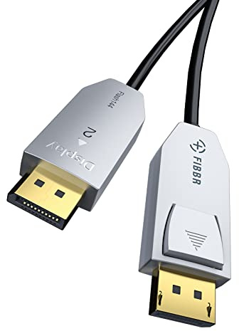 FIBBR 8K DisplayPort 1,4 fiberkabel 15 m, DP till DP kabel 8K@60Hz 4K@144Hz 2K@240Hz 32,4 Gbit/s Freesync för spelskärm grafikkort bärbar dator TV