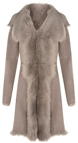 Damen Echt Toscana Schaffell Leder Wildleder Jacke Trenchcoat