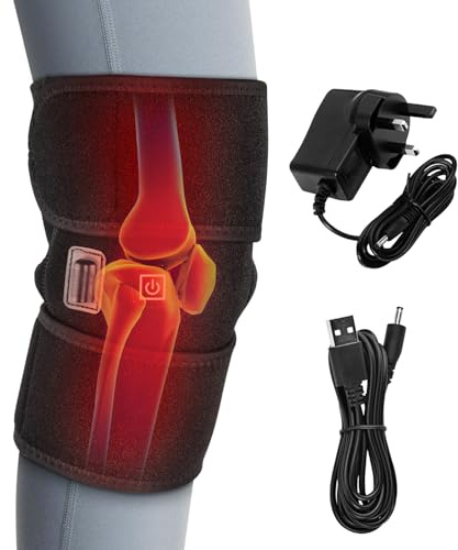 MOFAJANG Heated Knee Pad, Knee Brace Heating Pad, 3 Heating Modes Knee Warmer Wrap for Arm Knee Joint, Come with Power Plug & USB Cable-1PC-(No Battery Built-in)