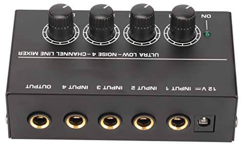 Mixer di linea a 4 canali, mixer stereo nero Volume regolabile Compatto Basso rumore per bar(#1)