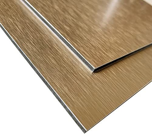 Panneau Composite Aluminium Brossé Or Reversible Or clair Or foncé 3mm. Plaque alu avec au Centre un Polyéthylène (PVC) - 100 x 400 mm