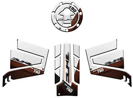 Paraserbatoio.it Kit 3D effect stickers Resinated tank protector compatible with KTM DUKE 790 THE SCALPEL - kit, tank cover, side guards - Color White v1