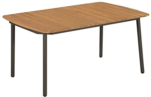 Makastle Garten Esstisch Witterungsbeständig Gartentisch Beistelltisch Balkontisch Holztisch Terrassentisch Loungetisch Gartenmöbel, Akazienholz Massiv und Stahl 150 x 90 x 72 cm