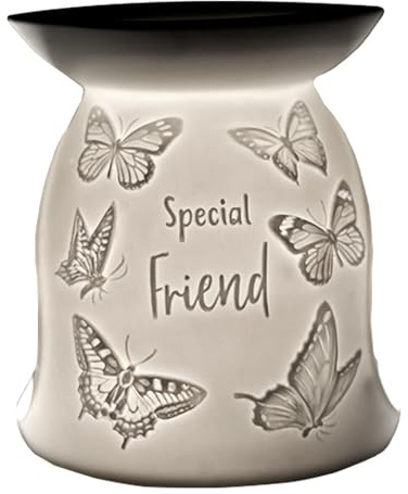 Cello Special Friend Tealight Wax Melt & Oil Burner, Butterfly, Stunning Friend Ornament. Use as Wax Melt Burners or Essential Oil Burner and Fragrance Your Room. Special Friend Gifts.