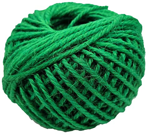 Cuerda de yute borgoña de 3 capas de 164 pies, 2 mm, cuerda de yute, cuerda natural de cáñamo de colores surtidos para manualidades, regalo, decoración de Navidad, adornos (verde brillante)