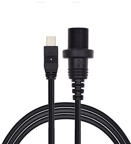 NFHK 1m Waterproof Dustproof 480Mbps Mini USB2.0 5Pin Male to Female Extension Data Power Cable Car Panel Mount Design