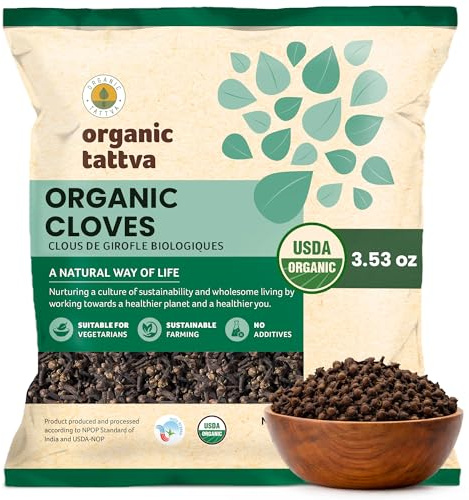 Organic Tattva Whole Cloves (Laung), 3.53 oz (100 g), Fresh, USDA Certified