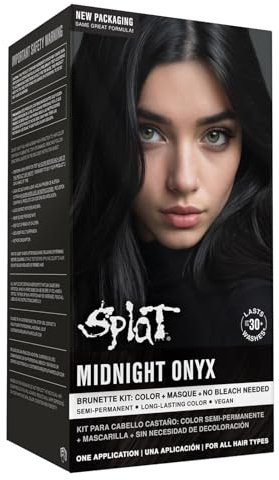 Splat Midnight Onyx Semi Permanent Hair Dye Kit, 1 Application, Includes Deep Reconstructor Conditioner, Lasts 30 Washes, No Bleach Required, Vegan & Cruelty Free Hair Color
