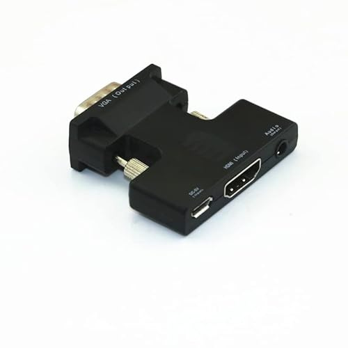 REACHYEA Adaptador de cable de audio HDMI hembra a VGA macho de 3,5 mm 1080P FHD salida de video para PC, portátil, TV, monitor y proyector