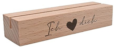 Interluxe Kartenhalter - Ich Liebe Dich - Grußkartenhalter Hochzeit Wedding Geburt Fotohalter Kartenständer Tischkartenhalter aus Holz