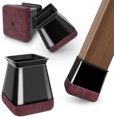 24 Stück Stuhlbeinkappen Eckig,Schwarz Schutzkappen für Stuhlbeine Mit Filz,Filzgleiter, Silikon Schutzkappen für Stuhlbeine Schräge, Stühle für Verschleißfeste Stuhlbeinschoner, M Fit:20-25.9mm