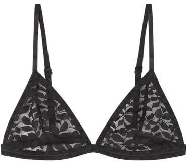 Women'secret Natural Sujetador Triangular Encaje Negro Bra Mujer (Pack de 1)