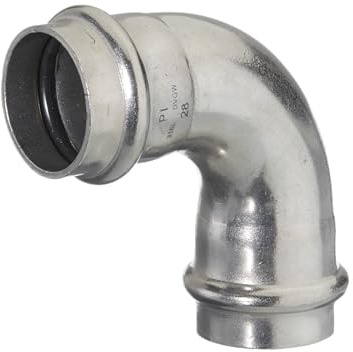 zbs24 Pressfittings Edelstahl Inox, Bogen 22mm 90° I/I mit Dichtungen für Heizung und Trinkwasser, V-Press-Kontur, DVGW geprüft