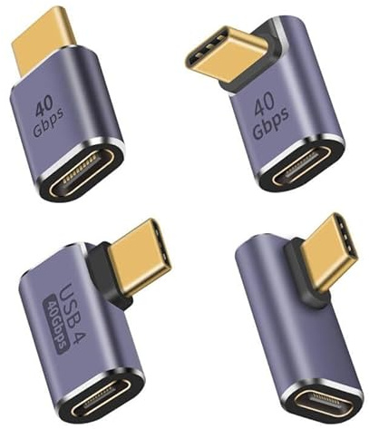 Duttek Adaptateur USB C à Angle Droit, 40 Gbps Adaptateur USB C à Angle Droit 90 degrés PD 100W pour Steam Deck, ROG Ally, Switch, Ordinateurs Portables, tablettes et téléphones Mobiles (Lot de 4)