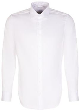 Silkesdekal herr business skjorta – slim fit – strykfri – Kent krage – extra lång arm – 100% bomull, Vit, 44 SE