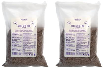 nut&me Semillas de lino marrón 2 kg | Pack 2 x 1 kg, Sin aditivos ni conservantes, Fuente de proteínas, Rico en fibra, Natural