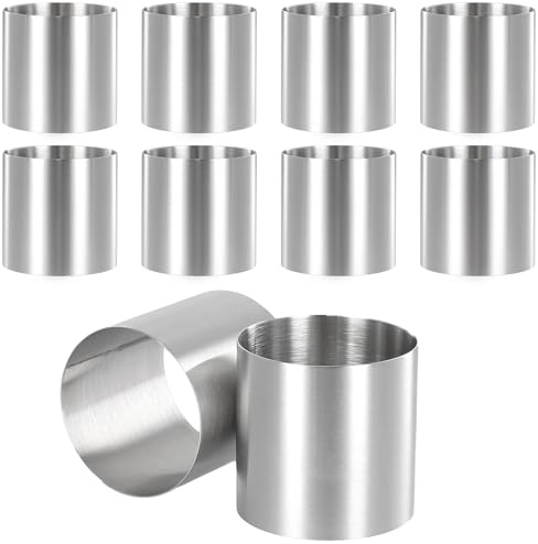 CHUENKUK 10 Anillos para Tartas Mousse de Acero Inoxidable 5 cm Diámetro × 5 cm Altura Mini Moldes Redondos para Postres Pasteles Cocina Hornear